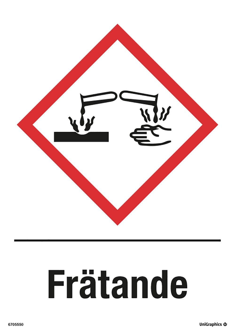 Varningsskylt Frätande 210x297 mm – Plast