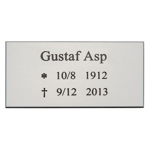 Graverad Alu Natur Neg 140x70 mm 2 Hål