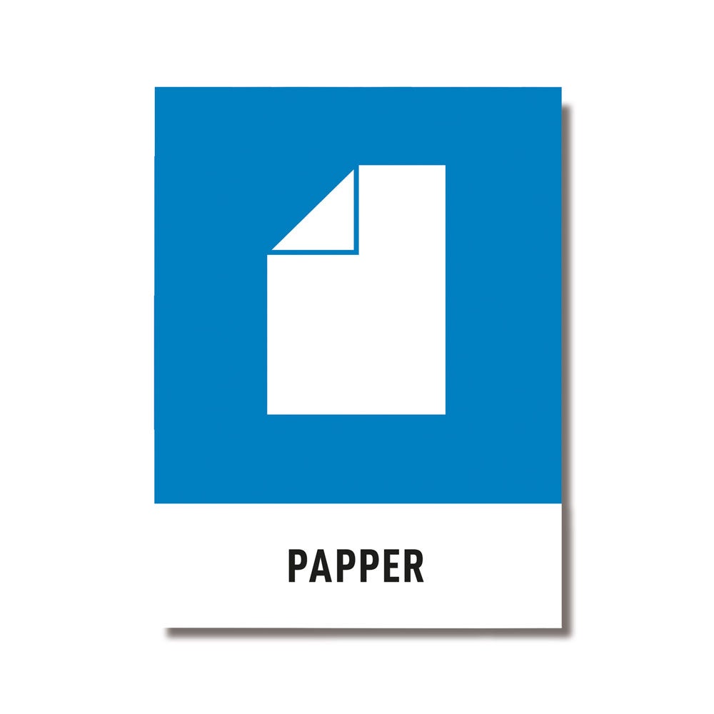 Återvinningsdekal Papper 140x190 mm – 3st/fp.