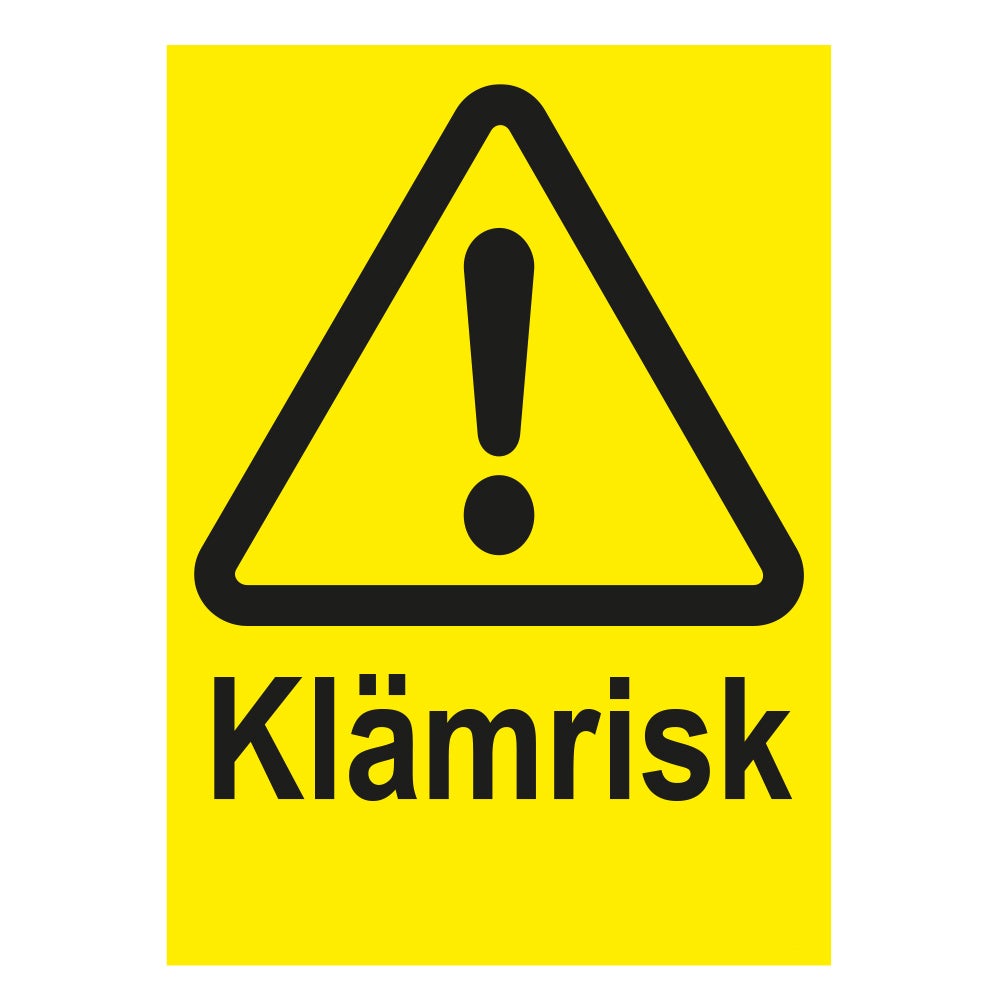 Varningsskylt Klämrisk 210x297 mm – Plast