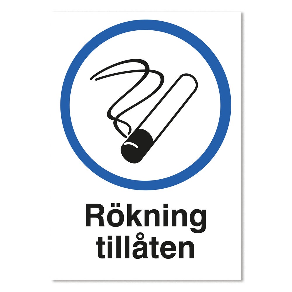 Förbudsskylt Rökning tillåten 210x297 mm – Plast