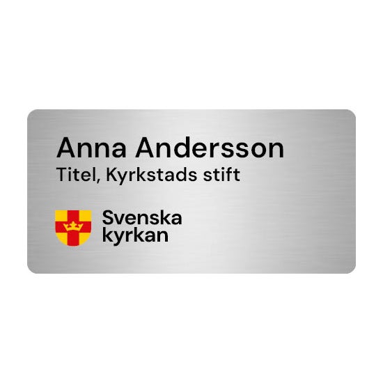Namnbricka metall, 60x30 mm, Silverfärgad, 4-färgs