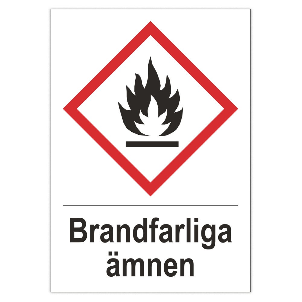 Kemisk risk skylt Brandfarliga ämnen 210x297 mm – Plast