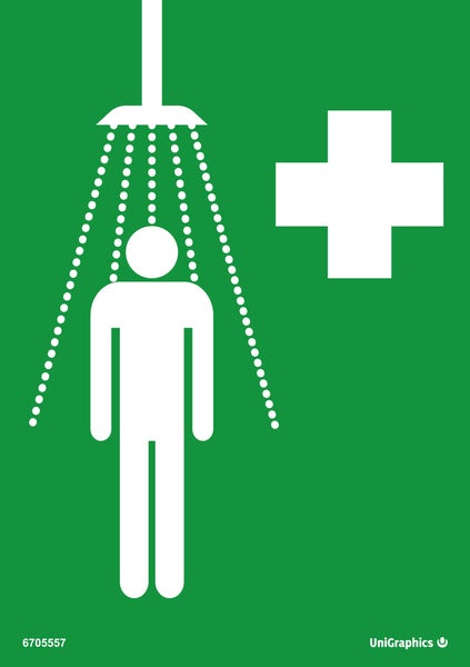 Påbudsskylt Nöddusch 148x210 mm – Plast