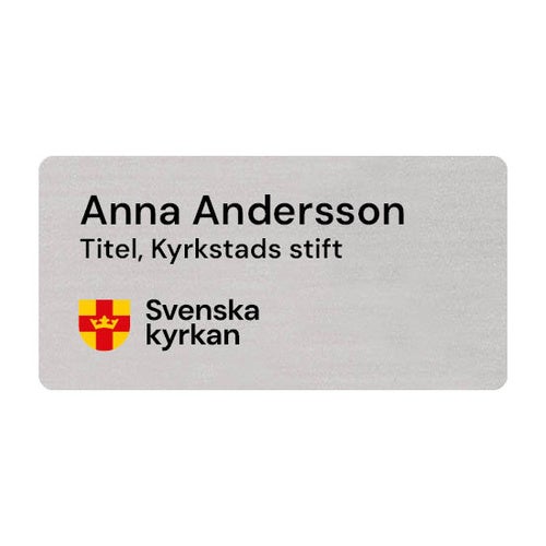 Namnbricka plast, 60x30 mm, silver, 4-färgs