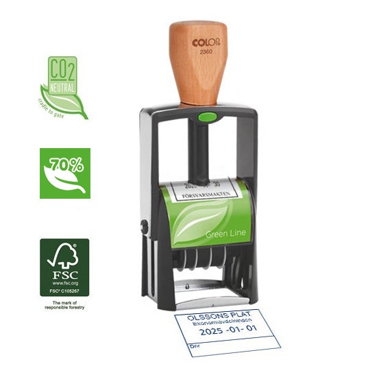 Datumstämpel 45x30 mm – Colop Green Line 2360, Blå