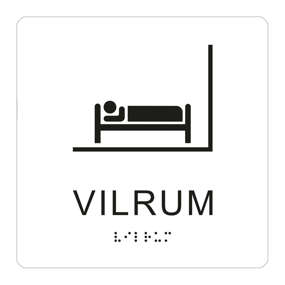 Tillgänglighetsskylt Vilrum 150x150 mm – Taktil / Plast