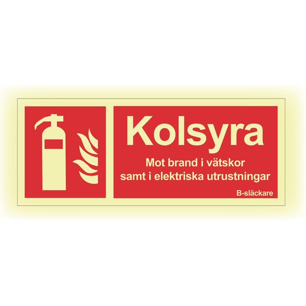 Brandskylt Kolsyresläckare 250x100 mm – Eft. Aluminium