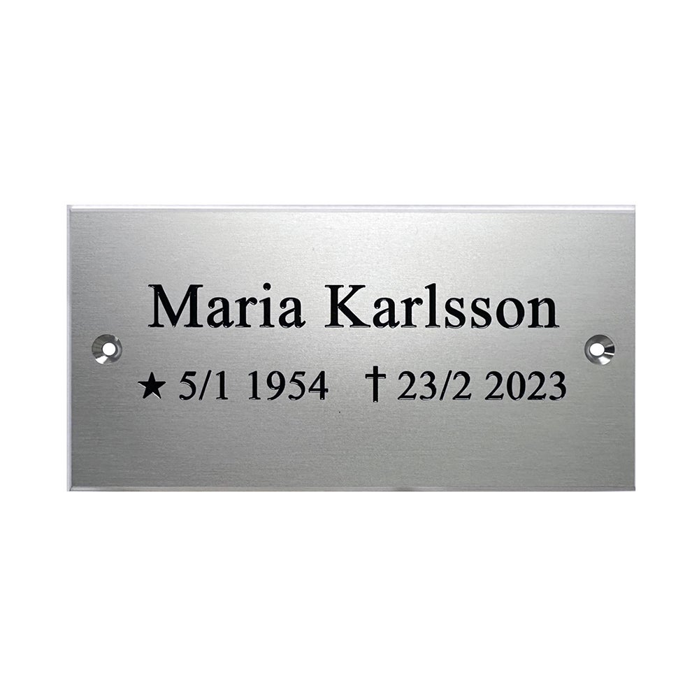 Skylt 140x70 mm – Graverad, Svart