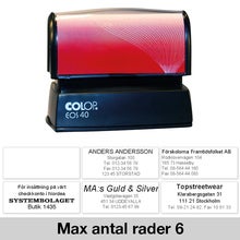 Stämpel 59x23 mm – Colop EOS 40, Svart (Svenskt Arkiv)