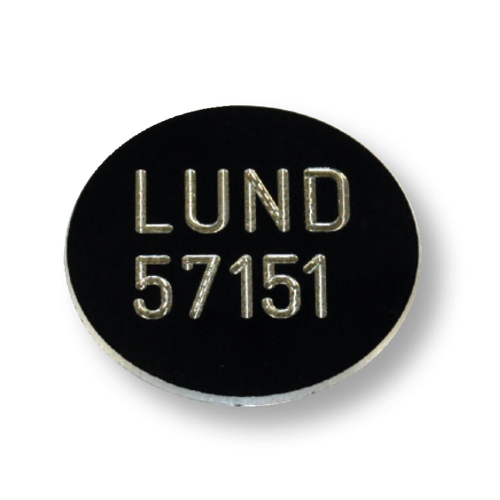 Krematoriebricka Ø33 mm – Namn/Nr, Svart Aluminium