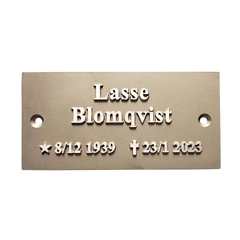 Bronsskylt 140x70 mm – Upphöjd gravyr