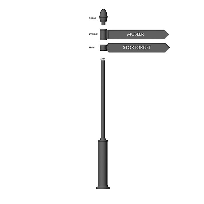 Vägvisare Stolpe 60x3000 mm – Antik