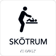 Taktil skylt Skötrum 150x150 mm, Vit med svart text