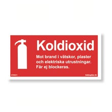 Typskylt Koldioxid 200x100 mm – Plast