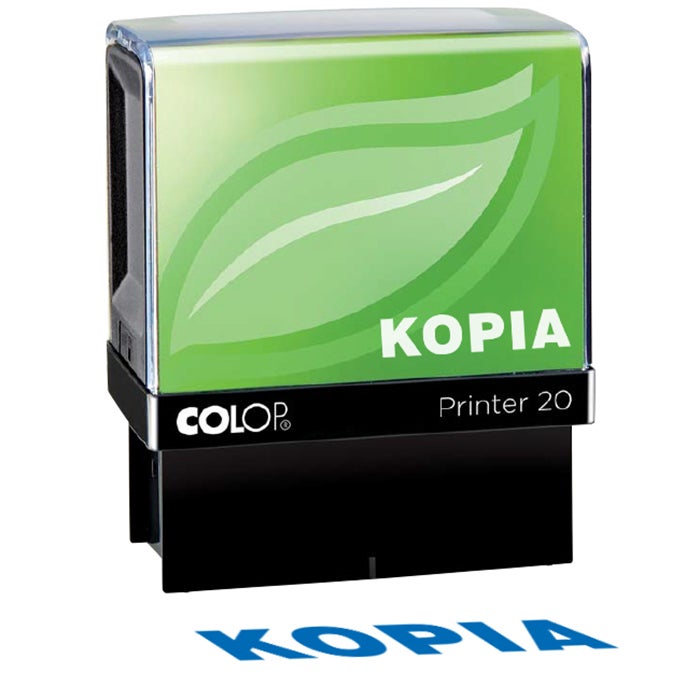 Standardstämpel "Kopia" 33x7 mm – Colop Printer Green Line 20/L, Blå