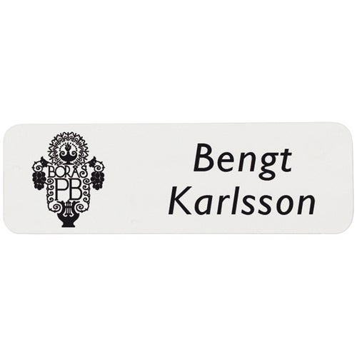 Namnbricka plast, 60x18 mm, vit, 4-färgs