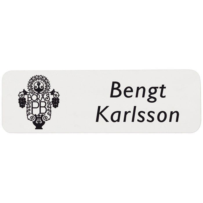 Namnbricka plast, 60x18 mm, vit, 4-färgs