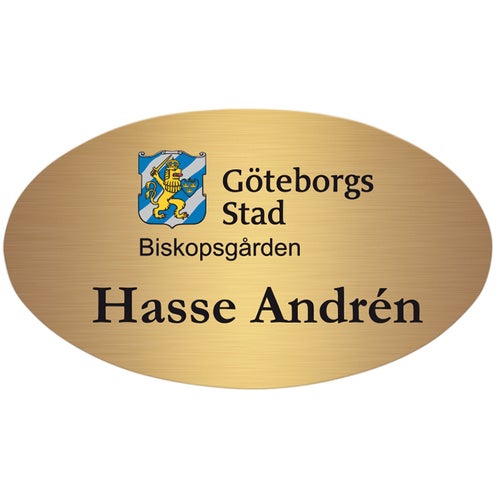 Namnbricka metall, 59x34 mm, Mässing, 4-färgs