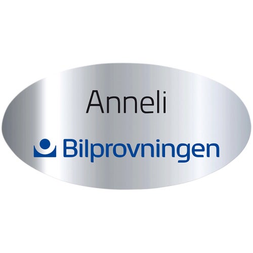 Namnbricka stål, 63x32 mm, Blank, 4-färgs (Oval)