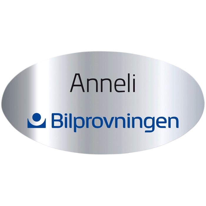 Namnbricka stål, 63x32 mm, Blank, 4-färgs (Oval)