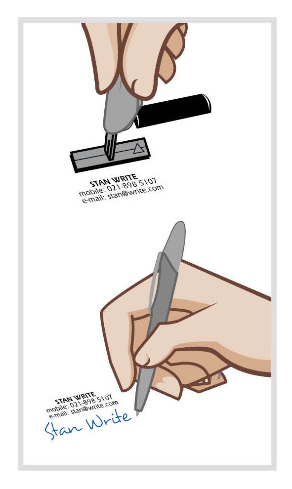 Stämpelpenna 33x8 mm – Stamp Writer Standard, Svart stämpelfärg / Röd penna