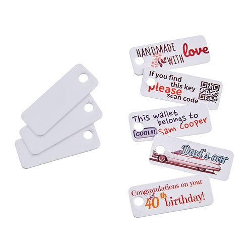 Colop e-mark, Plastskylt med stansat hål 45x18mm