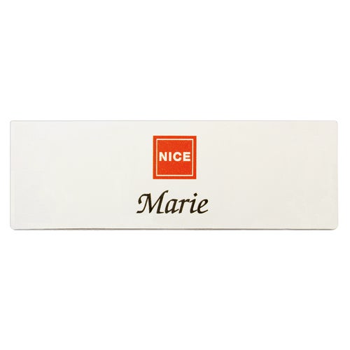 Namnbricka aluminium, 76x25 mm, vit, 4-färgs