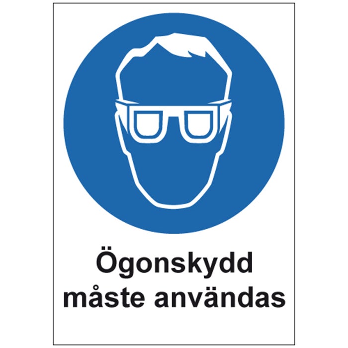 Påbudsskylt Ögonskydd 210x297 mm – Plast