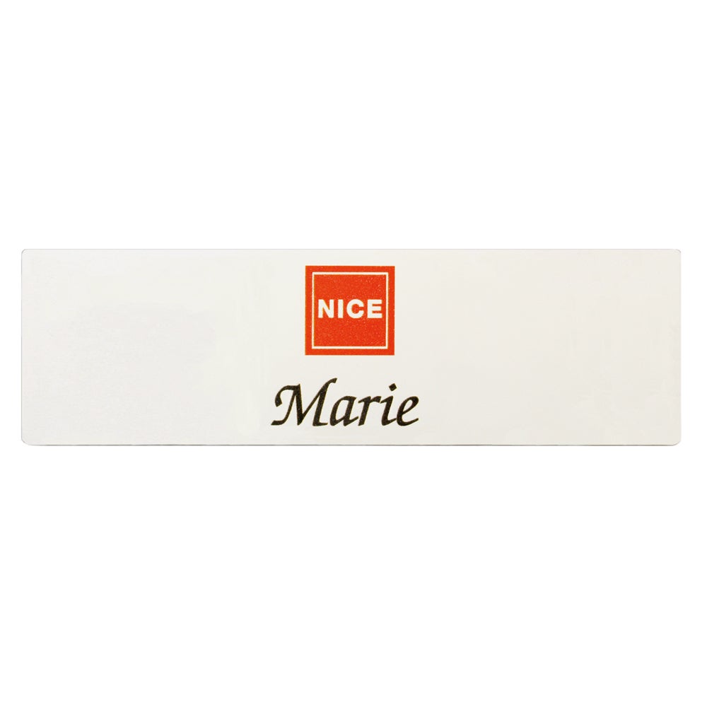 Namnbricka aluminium, 60x18 mm, Vit, 4-färgs