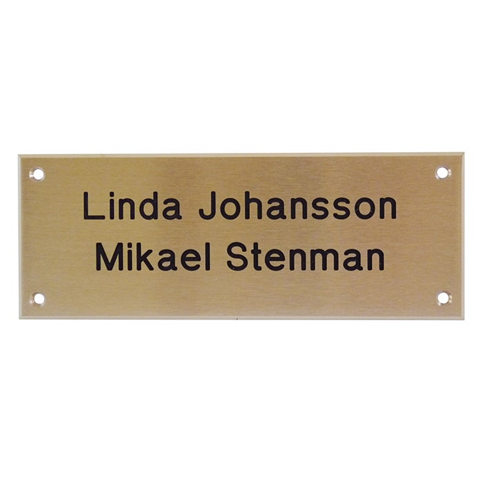 Graverad dörrskylt 160x60 mm – Borstad Mässing