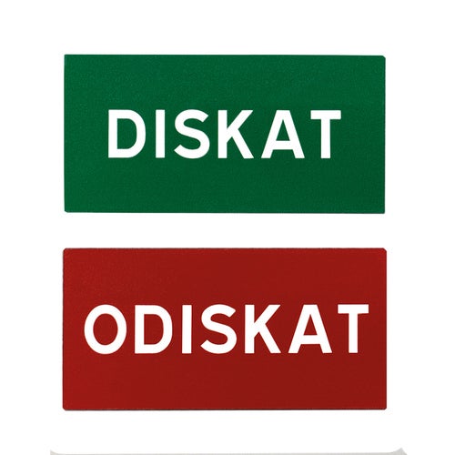 Informationsskylt Odiskat/Diskat 100x50 mm - Magnet, dubbelsidig