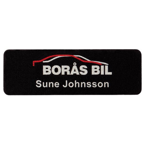 Namnbricka plast, 76x25 mm, svart, 4-färgs