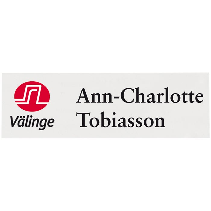 Namnbricka plast, 80x25 mm, vit, 4-färgs