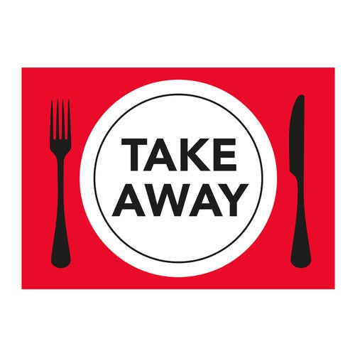 Dekal Take Away Svart/Röd 297x210 mm – 1st/fp.
