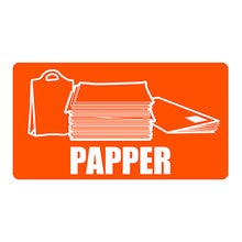 Återvinningsdekal Papper 180x100 mm