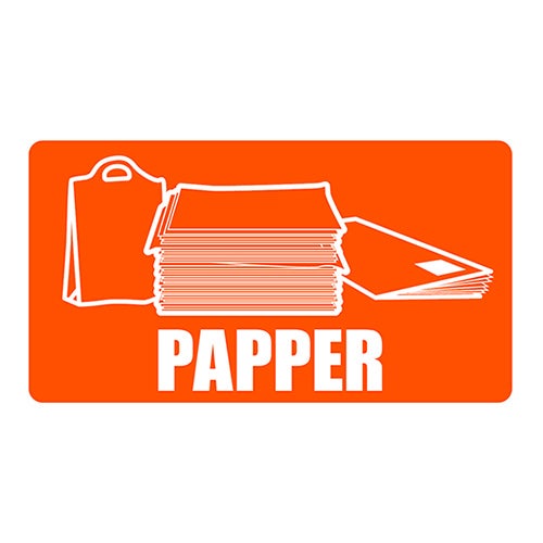 Återvinningsdekal Papper 180x100 mm