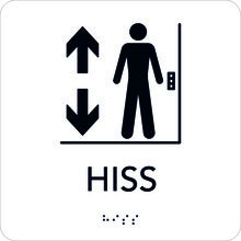 Taktil skylt Hiss 150x150 mm, Vit med svart text