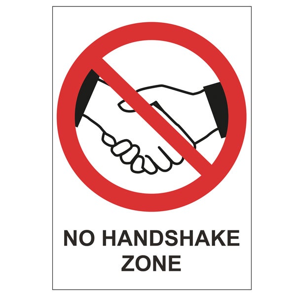 Förbudsskylt No Handshake Zone 148x210 mm – Plast
