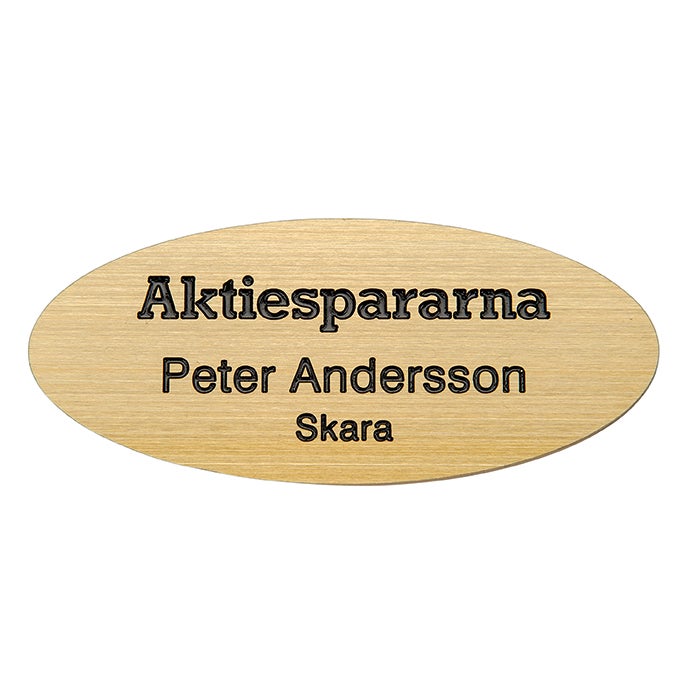 Graverad 1-färg metall Mässing Oval Namnbricka