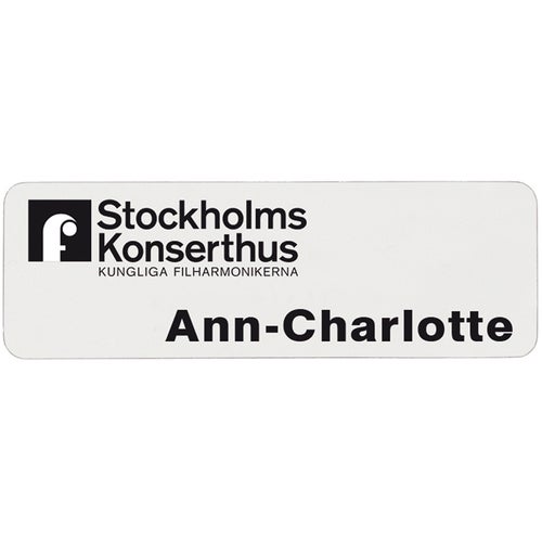 Namnbricka plast, 76x25 mm, vit, 4-färgs