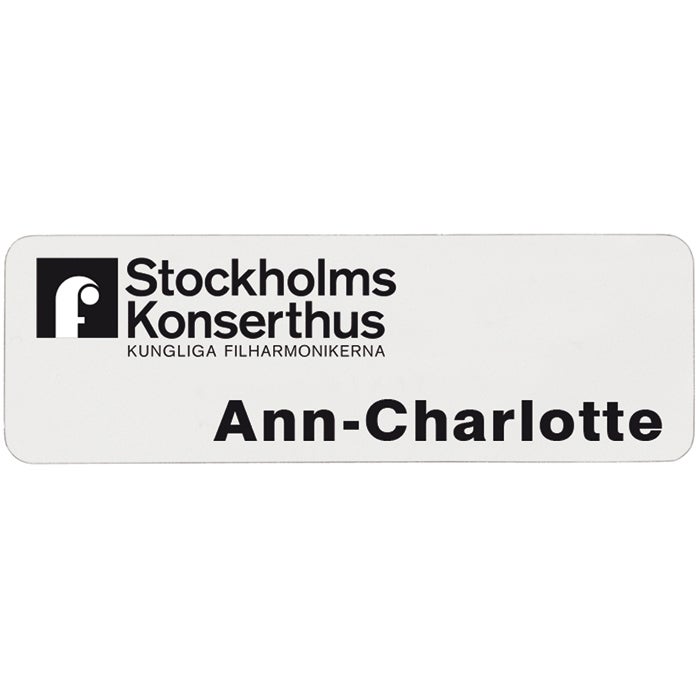 Namnbricka plast, 76x25 mm, vit, 4-färgs