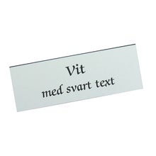 Graverad plastskylt max 150 cm² – Vit/Svart text, 1,6 mm 2-skikt