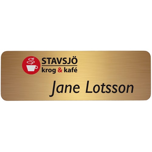 Namnbricka metall, 76x25 mm, Mässing, 4-färgs