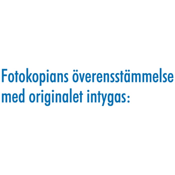 Standardstämpel "Fotokopians överens…" 36x8 mm – Colop Printer Green Line 20/L, Blå