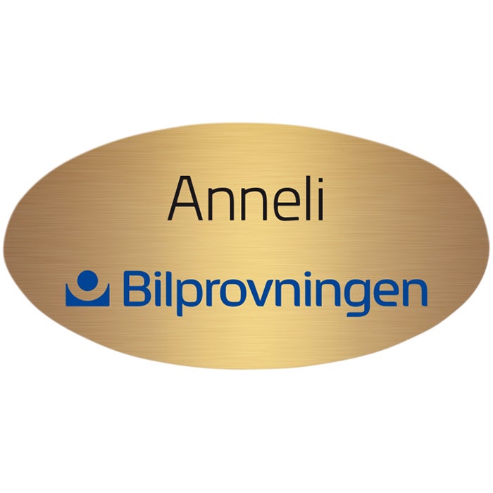 Graverad 2-Färgs metall Mässing Oval Namnbricka