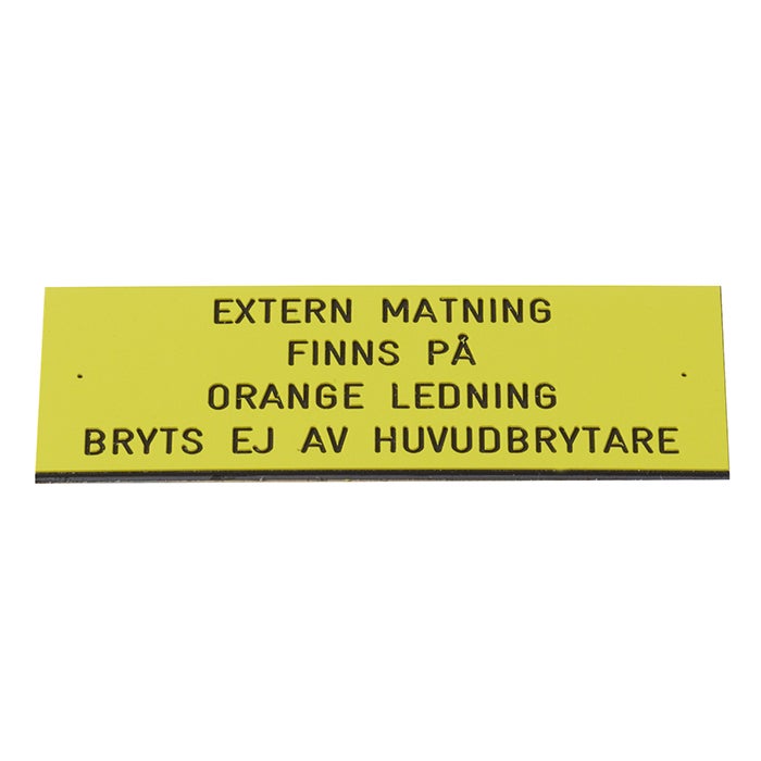 Graverad plastskylt max 25 cm² – Gul/Svart text, 1,6 mm 2-skikt