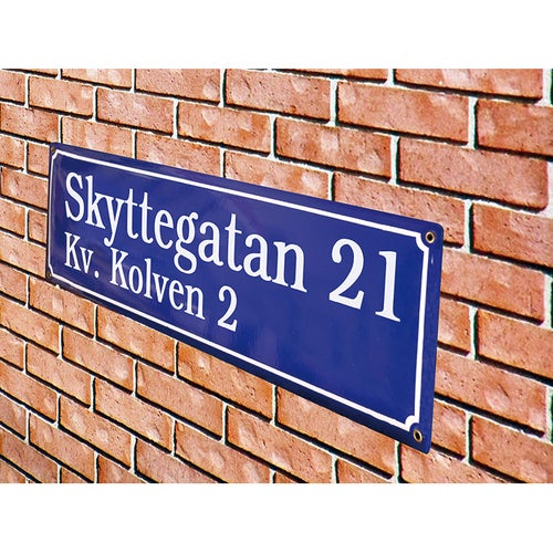 Emaljskylt Gatuskylt tvåradig, 170 mm * upp till 600 mm