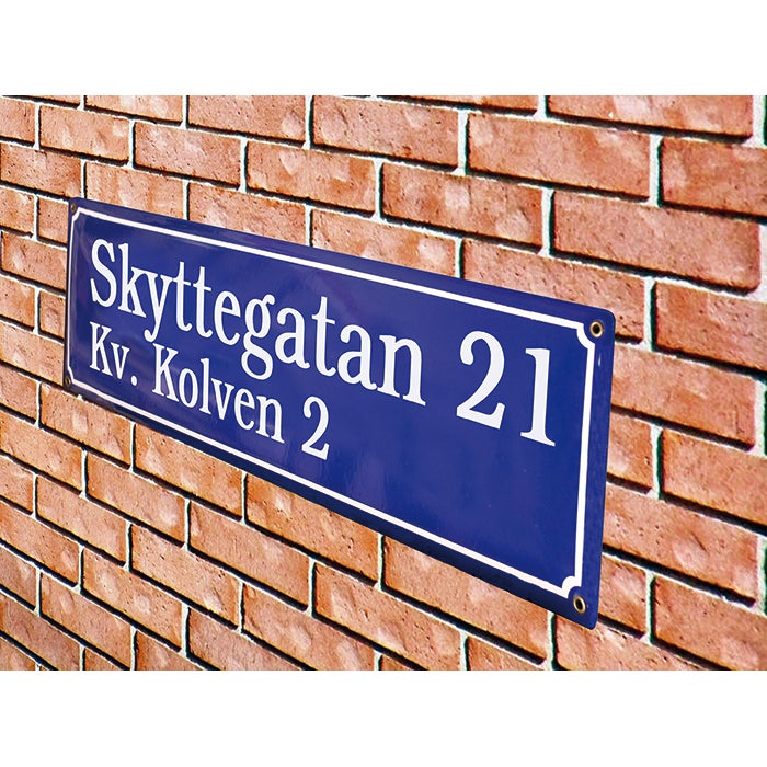 Emaljskylt Gatuskylt tvåradig, 170 mm * upp till 600 mm