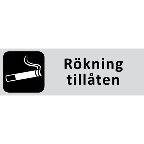 Informationsskylt Rökning tillåten 225x80 mm